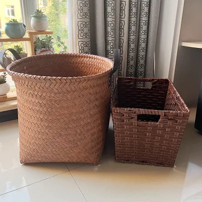 Imitazione Rattan tessuto acqua picnic e cesto di frutta cucina stoccaggio Telaio