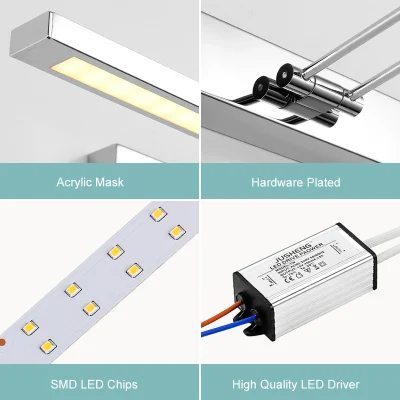 Specchio luce LED bagno parete luce specchio vetro impermeabile anti-nebbia Lampada LED per cabinet in acciaio inox Brief moderno (WH-MR-39)