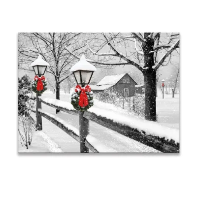 Luce a LED tela da parete per decorazioni da regalo e per la casa Disegno di stampa di paesaggi di neve sulla pittura di tela di luce