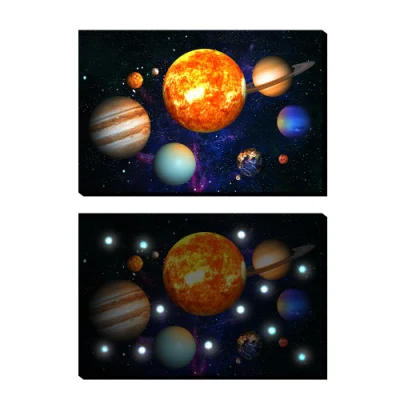 Divertente spazio esterno pianeta ispirazione Arte Stampa Cartoon Planet con Poster delle stelle Spaceship Wall