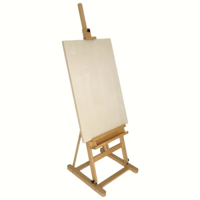 Montatura in legno ad H per studio con vassoio per riporre gli artisti