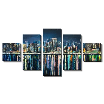 5 pannello tela muro Art Set olio pittura Casa moderna Arredamento della camera Stampa Abstract Landscape City Building Frame immagine