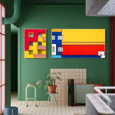 Edificio Paesaggio tela muro Arte pittura moderna Casa decorazione camera Incorniciato immagine VIBRANT Color Designer Art all&prime;ingrosso