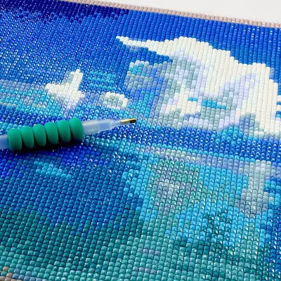 Pittura di diamante FaiDaTing Full Drill Cloud, Mare e alberi fuori della finestra Ricamo di diamante Casa decorazioni della parete disegno Arte