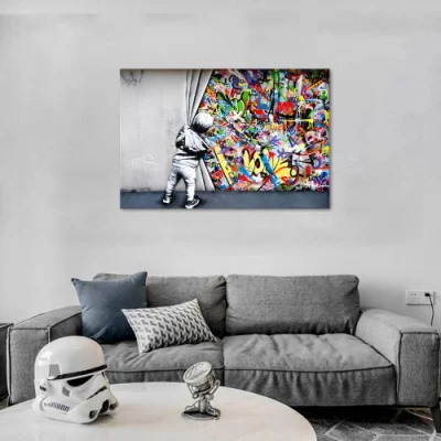 Cheap Classic Street Art Banksy Graffiti Wall Posters Canvas Dipinti colorati Graffiti immagini stampe allungate incorniciate per soggiorno Arredamento domestico