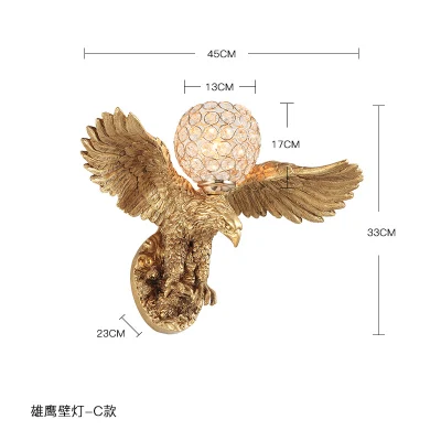 Stile nordico Creative Eagle Wall Lamp Livingroom sfondo decorazione animale