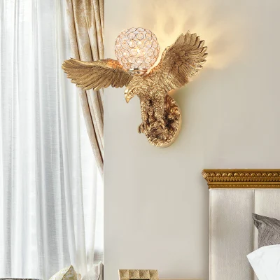 Stile nordico Creative Eagle Wall Lamp Livingroom sfondo decorazione animale