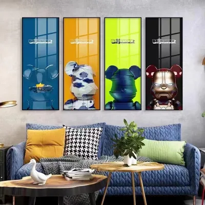 2021 Hotsale Kaws Bearbrick Design stampato tela pittura decorazione muro Pittura in vendita