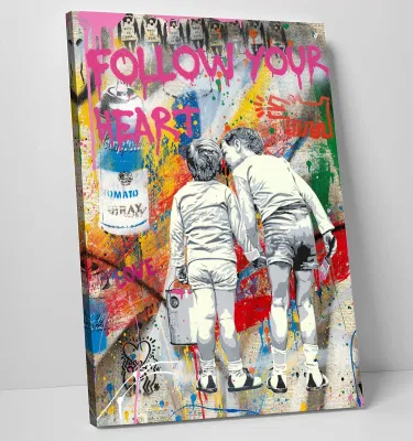Arredamento all&prime;ingrosso Home seguire il tuo cuore Graffiti Canvas Wall Art Stampa
