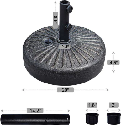 Supporto rotondo in HDPE da 22 l ecologico o in oro con riempimento a sabbia Base ombrello stabile patio