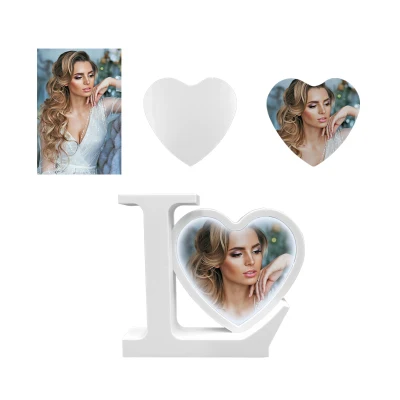 Hot Sales sublimazione cuore acrilico personalizzato cornice fotografica con liquido