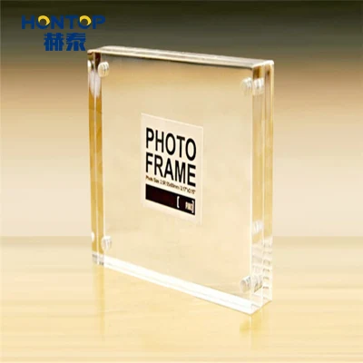 Promozione trasparente Wedding Photo Desktop Display a doppio blocco magnetico Cornice fotografica acrilica PMMA classica