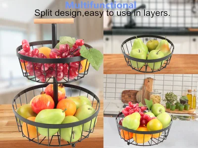 Accessori cucina 2 livelli filo ferro frutta/cibo/cestino di stoccaggio
