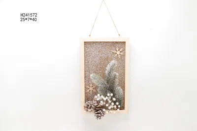 Natale fiore secco telaio in legno