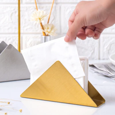 Tavolo da pranzo in acciaio inossidabile decorazione Oro e metallo di colore nero Supporto per tovaglioli realizzato in lavorazione