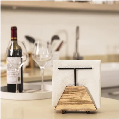 Portadocasparnolino in legno naturale e durevole con tissue in metallo Rack organizer