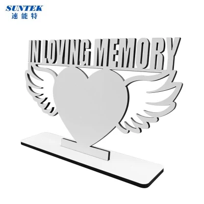 MDF personalizzato cuore Wing in legno amorevole memoria sublimazione foto Sbozzi del telaio
