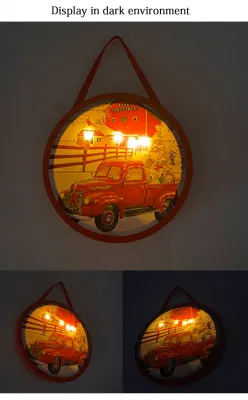 Commercio all&prime;ingrosso Round Design Natale luce LED decorazione tela Wall Art Arredamento Casa LED luce piccolo Design tela legno muro Arte