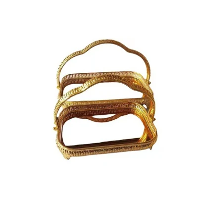 Cestello rettangolare in oro con vassoio decorativo in vetro a specchio con Maniglia