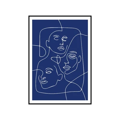 Linea di pittura moderna Arte disegno di disegno di carattere blu parete domestica Decorazioni per soggiorno