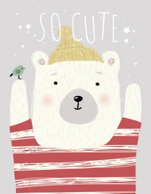 Moda cute Bear Picture Canvas pittura Wall Arts per bambini/ Arredamento per bambini