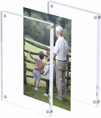 Cornice fotografica acrilica trasparente con magnete in vetro Plexi