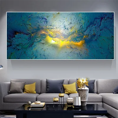 Decorazione della stanza parete moderna di pittura ad olio fine Art 5 pannello Abastract Waves Canvas Print