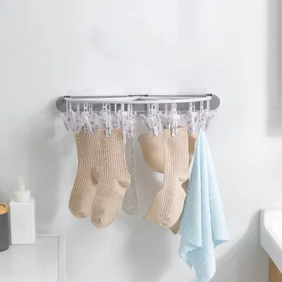 Reggiseno a parete con calzini per asciugatura Hanger pieghevole con 24 clip