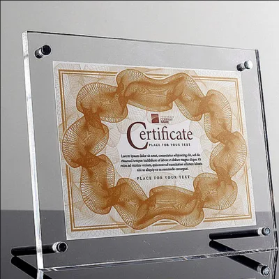 Cornice fotografica acrilica trasparente personalizzata licenza Business Display da tavolo Stand