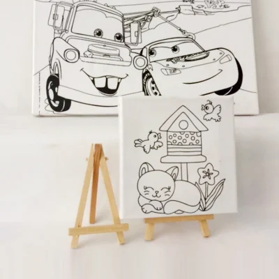 Con disegno acrilico e motivo tela per bambini