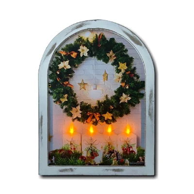 Stampe da parete con luce a LED di Natale in tela con albero di Natale String Lights Candle Picture Holiday decor
