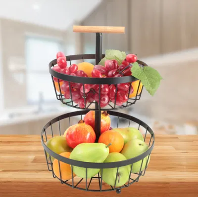 Accessori cucina 2 livelli filo ferro frutta/cibo/cestino di stoccaggio