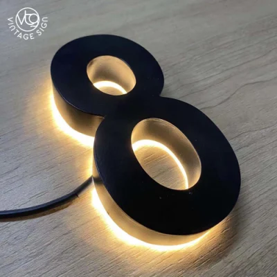 Cartellonistica personalizzata Alphabet in metallo Insegne numeri di casa LED