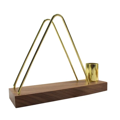 Supporto in legno massello moderno dorato in acciaio inox con Supporto in legno
