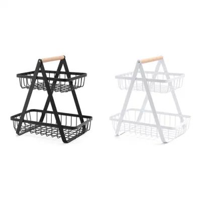 Home decorativo cucina piano di lavoro Organizzatore rimovibile rack di stoccaggio filo pane Cestello portaspola in metallo 2 Tier per frutta