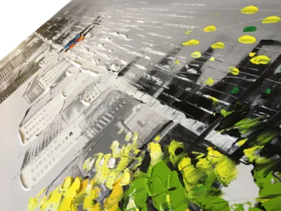 Bianco e nero con Green Tree Cistyscape Wall Art 3D Pittura ad olio testurizzata su tela