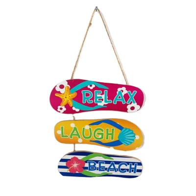  Stampa personalizzata MDF Plaque Summer Beach Flip flop porta in legno Wall Sign arredamento domestico