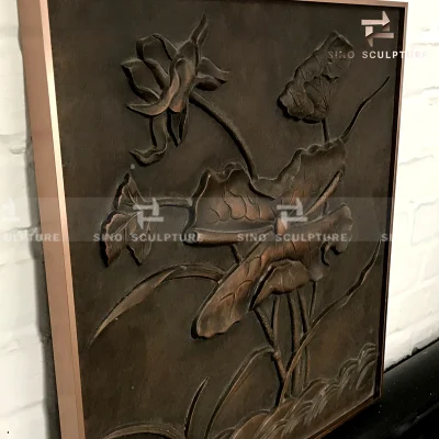Home decorazione Bronzo scultura Loto Emboss Pittura