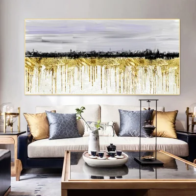 Servizio di dropshipping decorazione del roon la tela dell&prime;onda d&prime;oro stampa l&prime;olio di astract Pittura moderna Wall Art