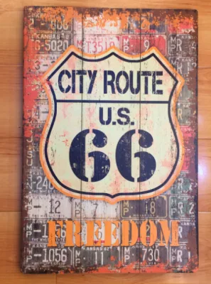 All&prime;ingrosso targa di legno con Old Route 66 disegni per Wall Arredamento