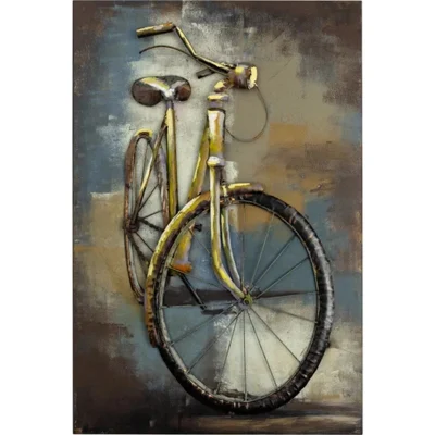 Vancy Arts Original artigianale Green Bicycle Metal Wall Art Pittura goffrata zincata laser Cut Modern Metal Wall Art decor