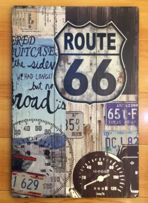 All&prime;ingrosso targa di legno con Old Route 66 disegni per Wall Arredamento