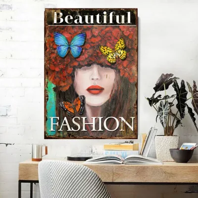 Fabbrica Commercio all&prime;ingrosso bello ragazza metallo Tin segno tela Wall Art