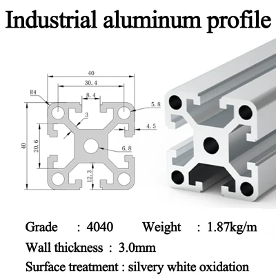 Profilo industriale in lega di alluminio standard europeo, profilo 4040 quadrato Tubo telaio banco da lavoro linea Fish Tank ripiano Accessori tubo