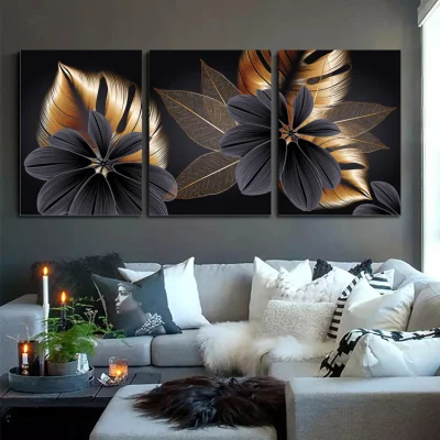 Custom HD impermeabile foglie d&prime;oro Design tela pittura Wall Art