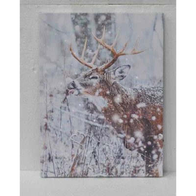Red Christmas LED Wall Canvas Art Home decor, Light up Battery Operated Snowy Winter Scene, Winter Path Home Winter