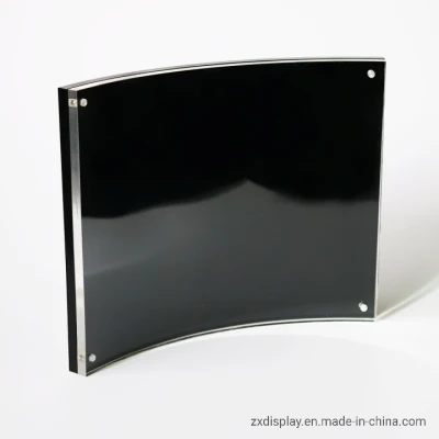 Cornice fotografica curva in vetro plexi per visualizzazione di immagini da tavolo