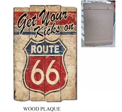 All&prime;ingrosso targa di legno con Old Route 66 disegni per Wall Arredamento