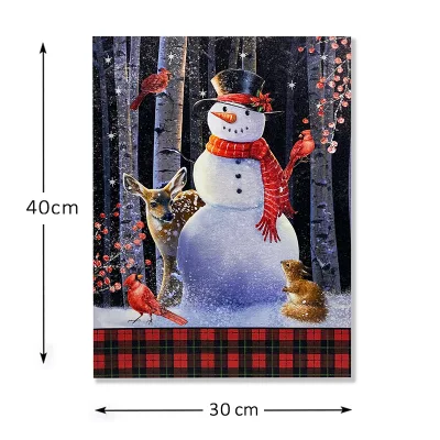 Decorazioni natalizie Snowman Wall Art colorato Winter LED luce tela Stampa per le festività