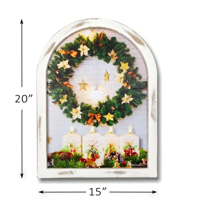 Stampe da parete con luce a LED di Natale in tela con albero di Natale String Lights Candle Picture Holiday decor